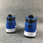 Air Jordan 1 Mid Black and Blue High-Top Sneakers