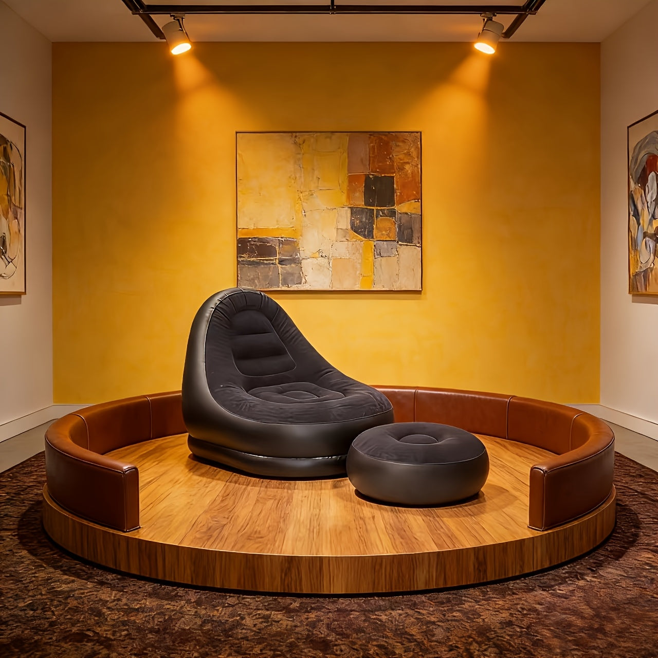 Foldable Large Inflatable Sofa with Ottoman, Indoor\u002FOutdoor Use - Easy Storage, Multi-functional, Flocked Footrest Home Lounge Chair - Portable Inflatable Sofa for Camping and Picnics, Compact and Space-Saving, Great Holiday Gift