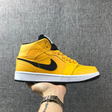 Air Jordan 1 Mid University Gold Black White Sneakers
