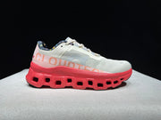 On Cloudmonster Sneakers in Light Gray and Coral
