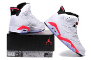 Air Jordan 6 High White and Infrared Basketball Sneakers