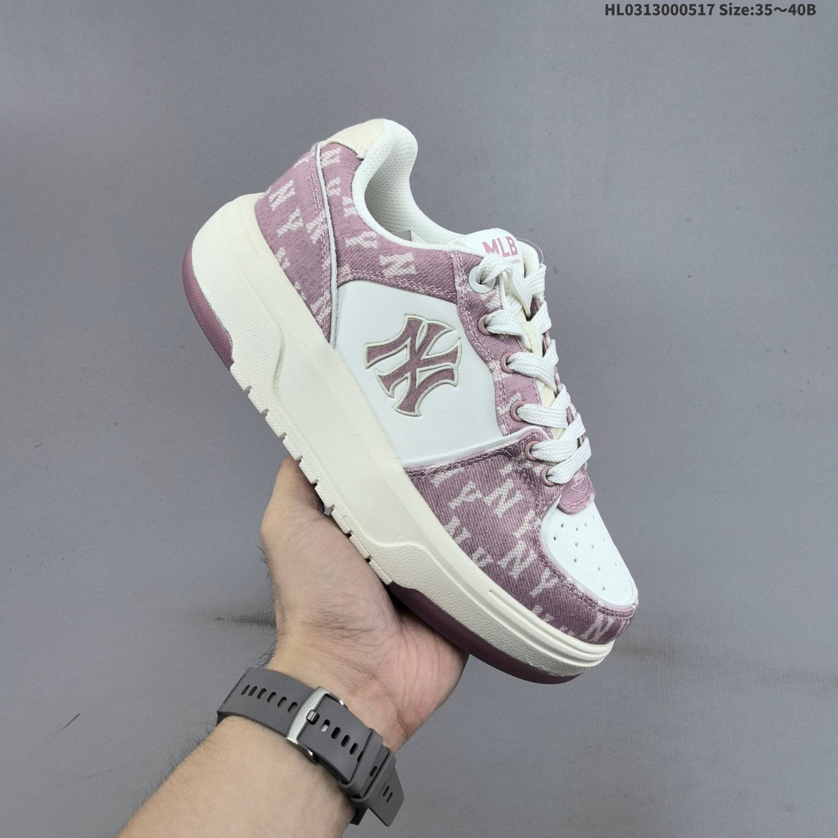 MLB Chunky Liner Low-Top Sneakers in Mauve and White