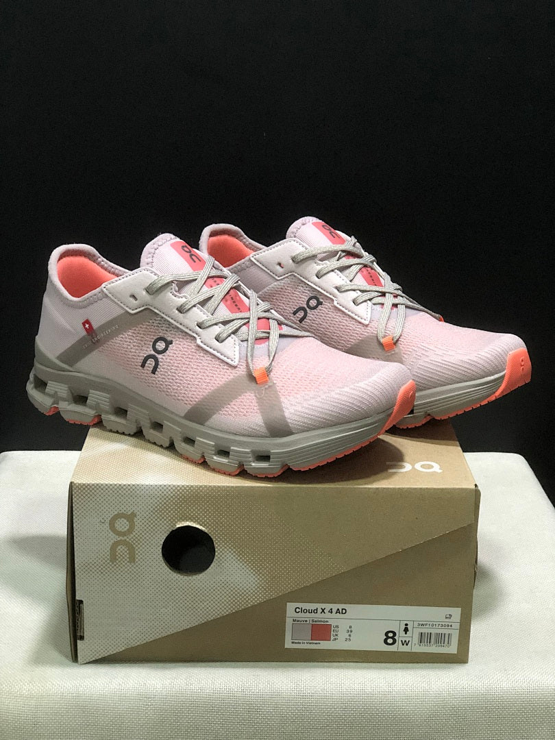 On Cloud X 4 AD Sneakers in Pink and Gray