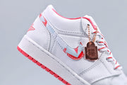 Nike Air Jordan 1 Low White and Pink Women's Sneakers