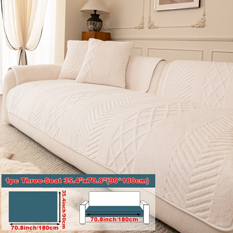 1pc of Multi-Color Plush Sofa Cushion, Cat Scratch Resistant, Machine Washable, Non-Slip Breathable Sofa Cover - First Encounter