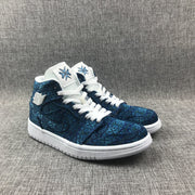 Air Jordan 1 Mid Blue Pattern Women's Sneakers AH7389-300