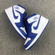 Jordan 1 Mid Hyper Royal Sneakers, White and Blue, 554724-114