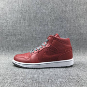 Jordan 1 Mid High-Top Sneakers in Red and Grey