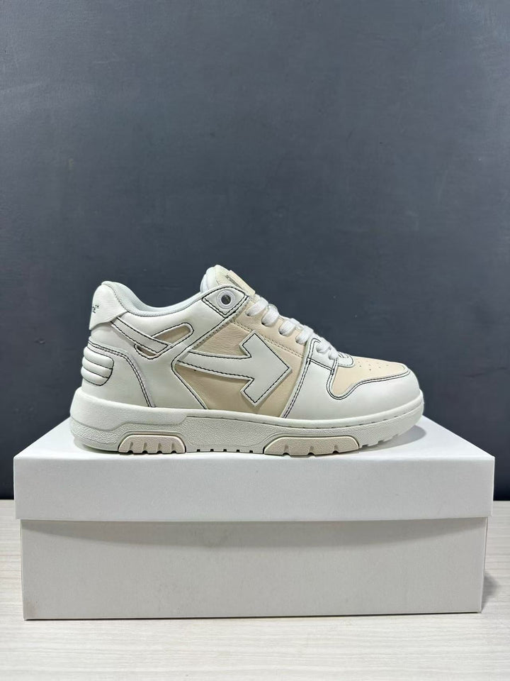 Off-White Off Court Leather Low-Top Sneakers Cream White