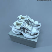 GG-CC Chunky Low-Top Sneakers in Silver and White