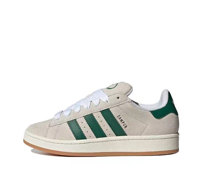 Adidas Campus Shoes in Cream and Green