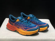 HOKA Speedgoat 5 Trail Running Shoes, Blue and Orange