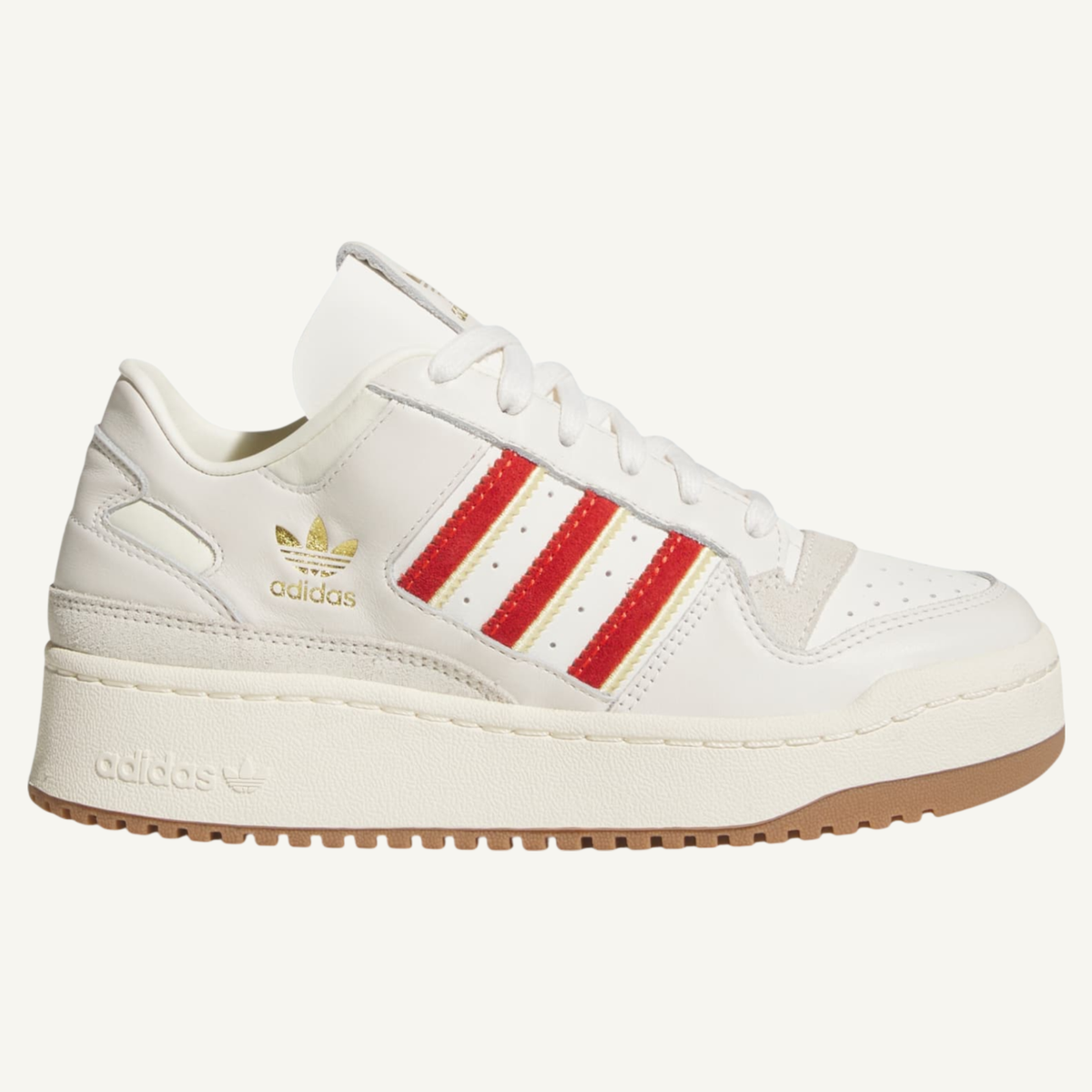 Adidas Originals Women's Cream/Red Forum Bold Stripes Sneakers, JH7951 (No Box)