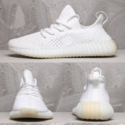 Yeezy 350 V2 White Knit Low-Top Sneakers