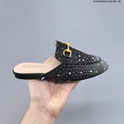 Gucci Princetown Crystal-Embellished Canvas Mule