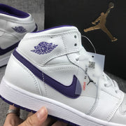 Air Jordan 1 Mid White Purple Sneakers 332148-137