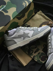 A BATHING APE BAPE Court Sta Low Sneakers White Grey