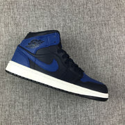 Air Jordan 1 Mid Black and Royal Blue High-Top Sneakers