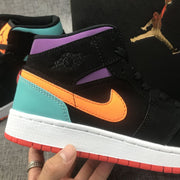 Jordan 1 Mid Multicolor Black Sneakers 554725-083
