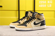Air Jordan 1 High Premium Black Fossil Pale Ivory Sneakers