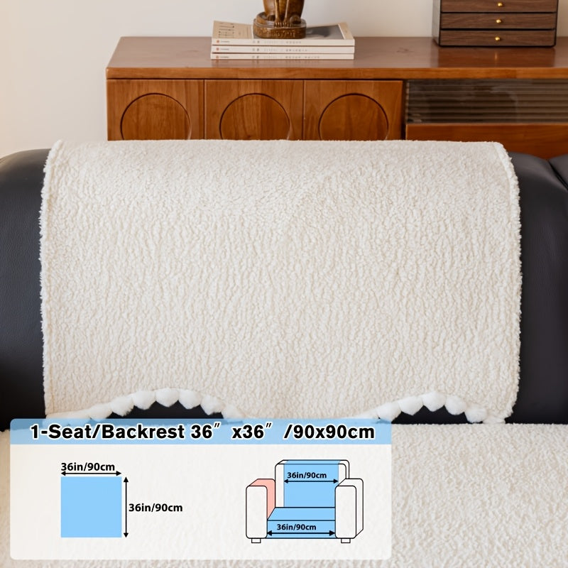 1pc of Solid Color Cushion with Ball Edge Decoration, Perfect for Adding Warmth to Your Home During Winter. This Anti-Slip, Pet-Friendly Cushion Is Suitable for All Seasons And Ideal for Use in Bedrooms, Living Rooms, And Offices