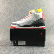 Air Jordan 3 White, Red and Black High-Top Sneakers