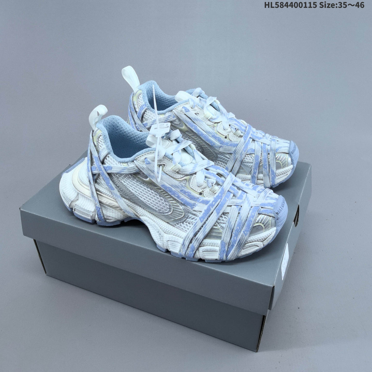 Balenciaga Phantom Sneaker in White and Light Blue, Style 825597