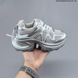 GG-CC Chunky Low-Top Sneakers in Silver and White