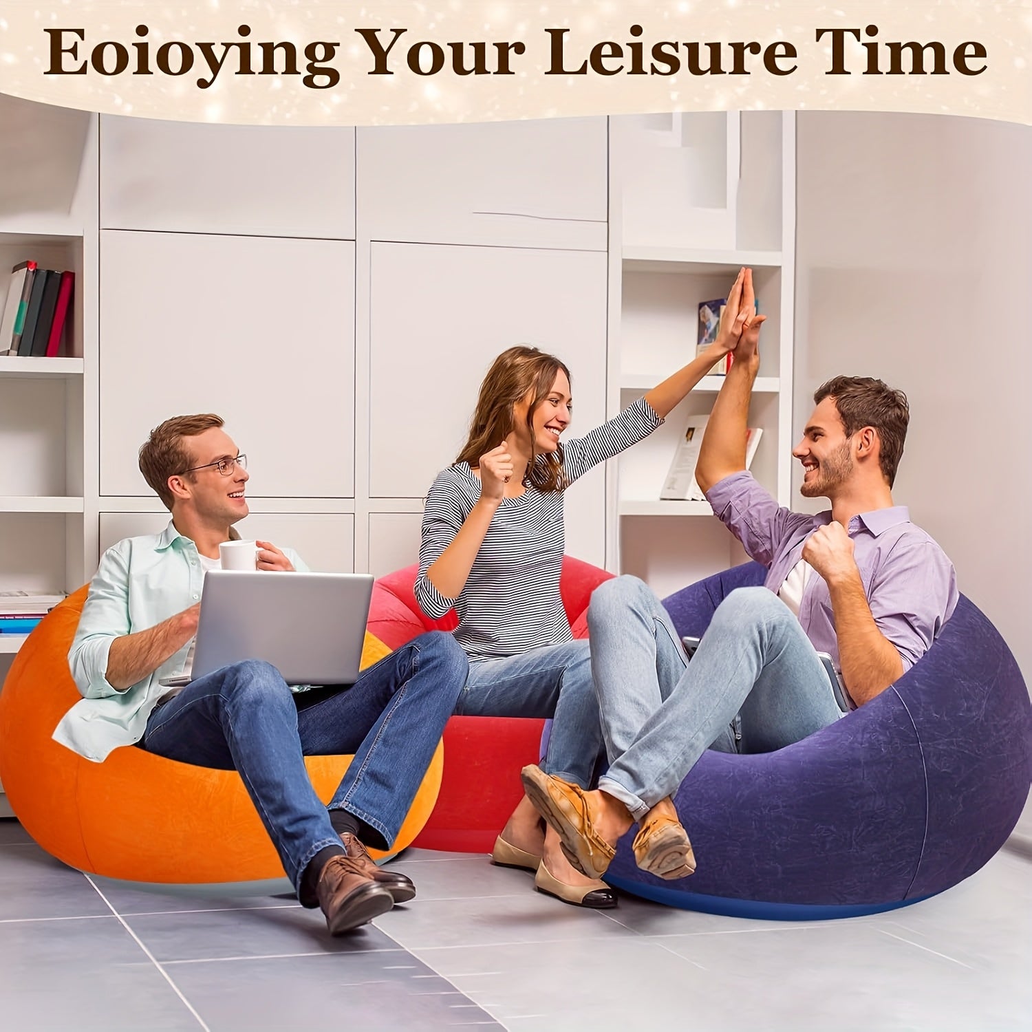 Inflatable Lazy Sofa Chair: Ergonomic Design Fits the Body Shape, PVC Bean Bag Material Is Foldable and Portable, Suitable for Both Indoor and Outdoor Use in Living Rooms, Balconies and Camping Scenarios