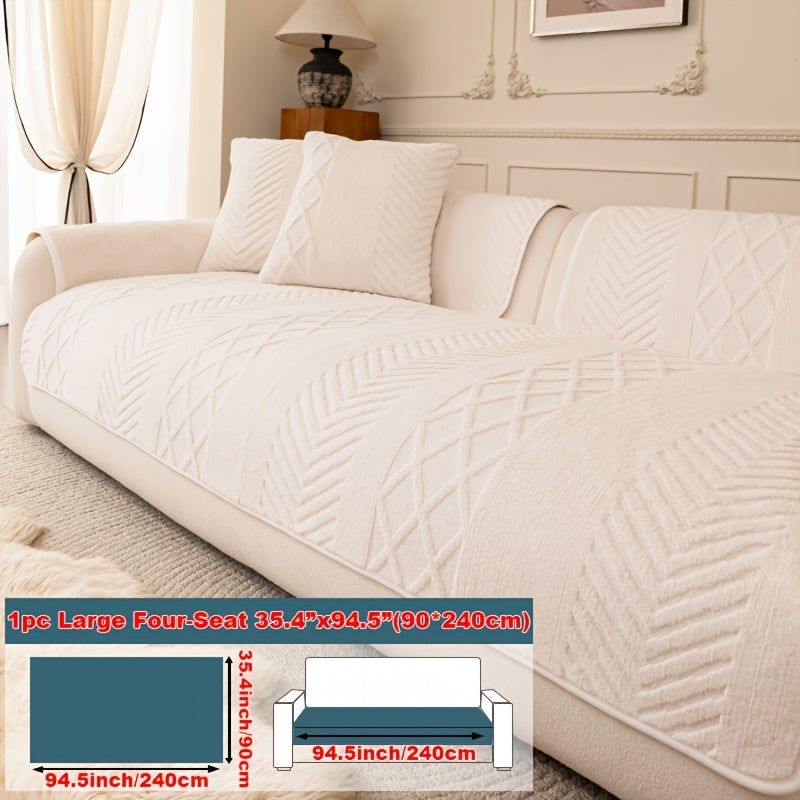 1pc of Multi-Color Plush Sofa Cushion, Cat Scratch Resistant, Machine Washable, Non-Slip Breathable Sofa Cover - First Encounter