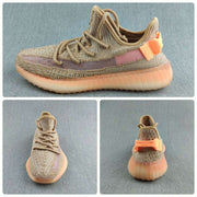 Yeezy 350 V2 Knit Sneakers in Gray and Coral