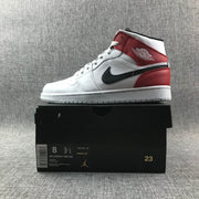 Air Jordan 1 Mid White Red Sneakers 554724-116