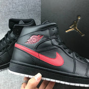 Air Jordan 1 Mid Black and Red Sneakers 554724-045