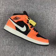 Air Jordan 1 Mid Shattered Backboard Sneakers, Black and Orange