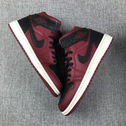 Air Jordan 1 Mid Burgundy and Black High-Top Sneakers