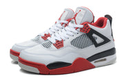 Air Jordan 4 Retro White and Red High-Top Sneakers