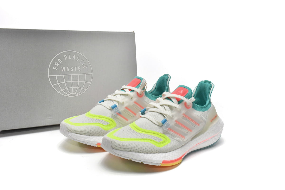 Adidas Ultra Boost 22 GX8015 White Blue Yellow Running Shoes