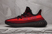 Yeezy 350 V2 Knit Sneakers in Red and Black