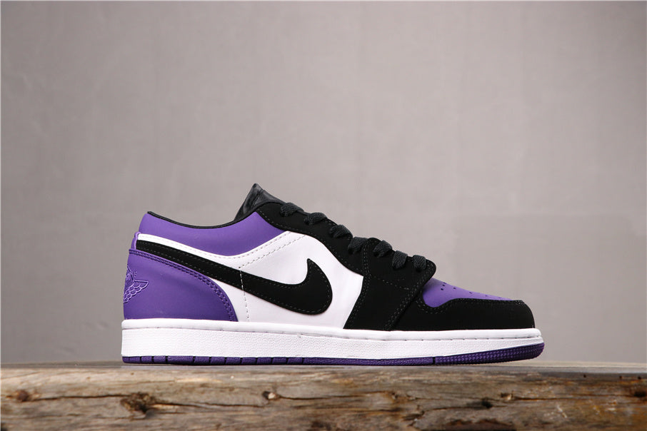 Air Jordan 1 Low White Black Orange Purple Sneakers 553558-125