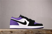 Air Jordan 1 Low White Black Orange Purple Sneakers 553558-125