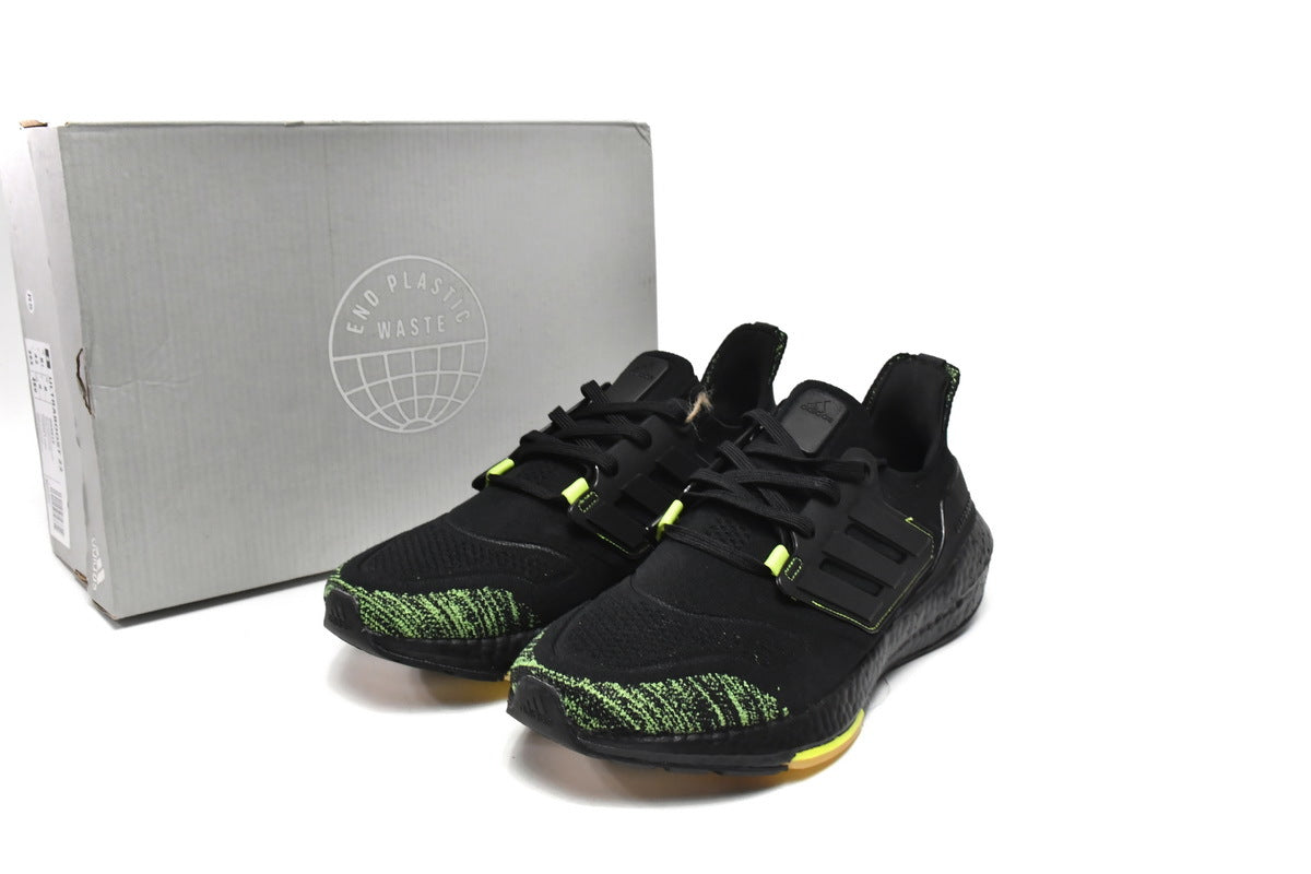 adidas UltraBoost 22 Running Shoes, Black/Solar Yellow GX5915