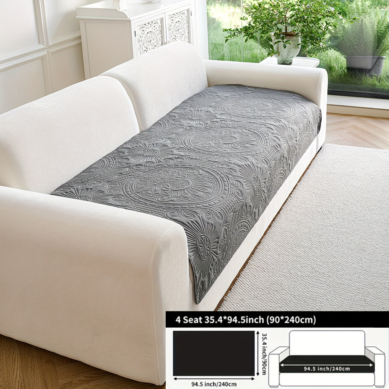 - (Yuanxin) a Single Solid Color Sofa Cushion, Featuring a Modern Ultrasonic Embossing Design, Available in Various Styles And Sizes Suitable for Different Settings, a Universal Non-Slip Sofa Cover for All Seasons, And a Furniture Protection Cover