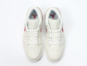 Jordan 1 Low Sneakers, Sail and Red, AO9944-161