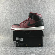 Air Jordan 1 Mid Black and Burgundy Sneakers 554724-601