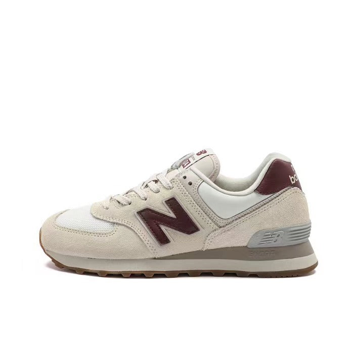 New Balance WL574RCF Sneakers in Cream and Burgundy
