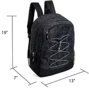 19" Deluxe Wholesale Bungee Backpacks | 6 Prints & Colors | 2 Mesh Side Pockets - Bulk Case of 24