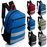 17" Double Reflective Wholesale Backpack in 6 Colors - 2 Side Pockets - Bulk Case of 24 Bookbags