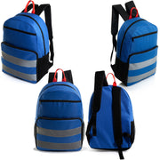 17" Double Reflective Wholesale Backpack in 6 Colors - 2 Side Pockets - Bulk Case of 24 Bookbags