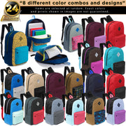 17" Padded Back Kids Wholesale Backpacks with a Diamond Patch in 8 Colors  - Bulk Case of 24