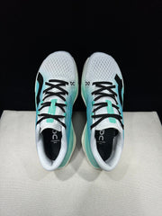 On Cloudboom Max Running Shoes, White and Light Blue